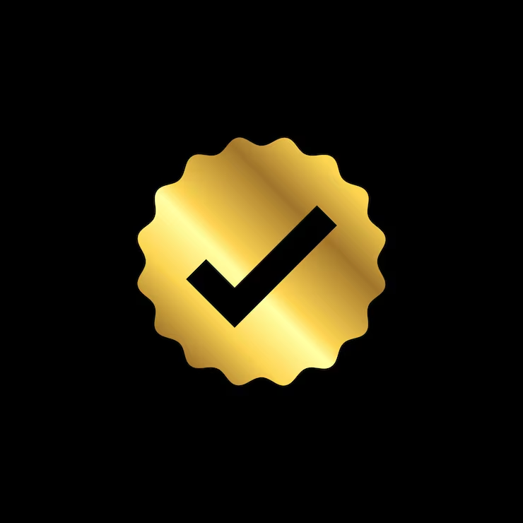 Selo dourado com marca de verificação